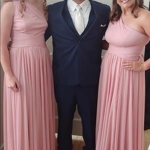 Pink Bridesmaids Dress. One shoulder